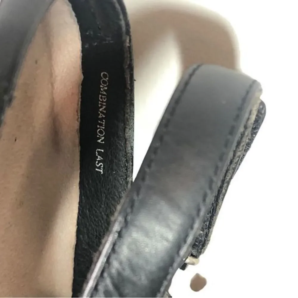 Aravon Megan Sandals Women’s 7B Comfort Adjustable Heeled Black Leather‎ Strap